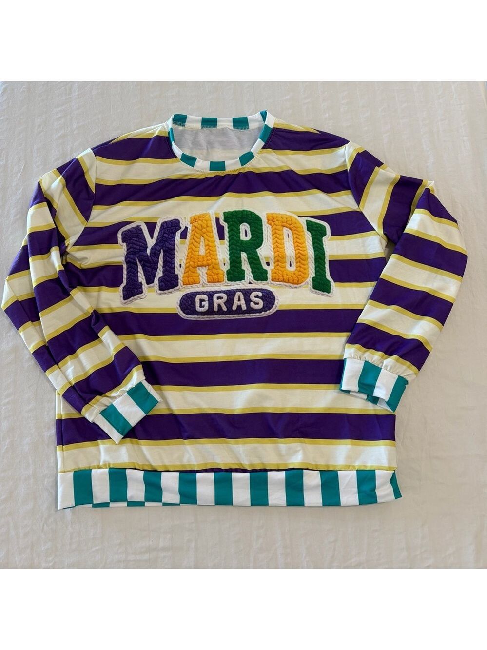 Men's Mardi Gras Long Sleeve Striped Top Size L #260524
